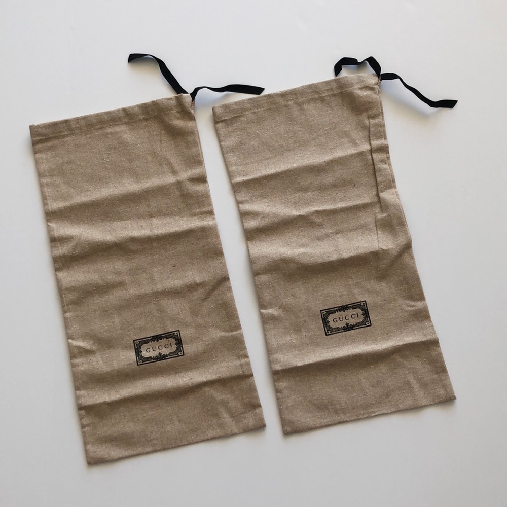 Gucci Authentic Pair Dust Bags Canvas Brown Natural